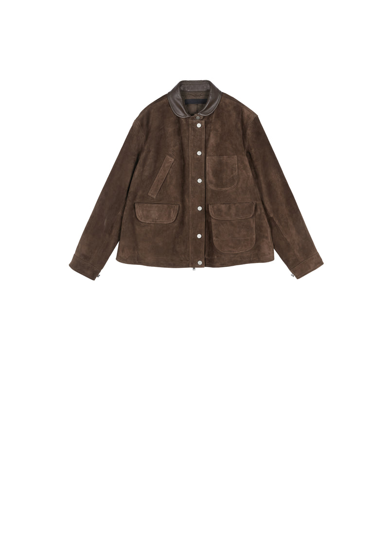 Jacket / JNBY Relaxed Suede Leather Biker Jacket Dark Brown