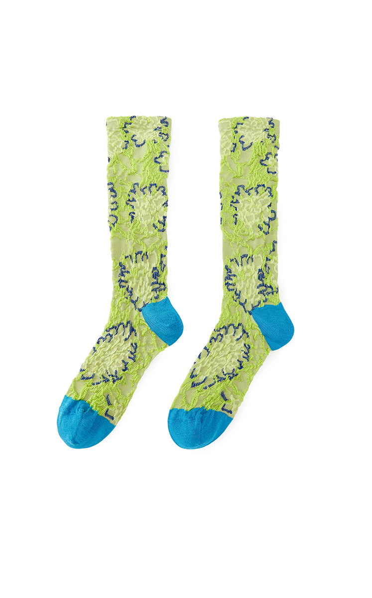 Socks / JNBY Dopamine Floral Mid-Calf Socks Green M
