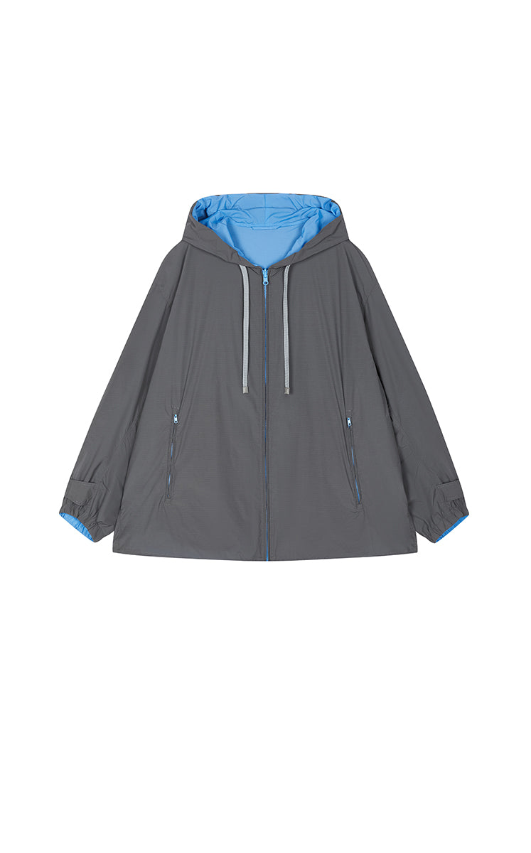 Coat / JNBY Contrast Mid-Length Nylon Trench Coat grey