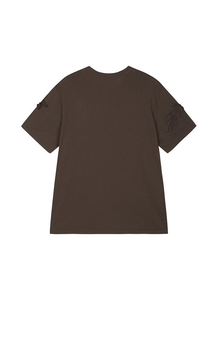 T-Shirt / JNBY Floral Appliqué CottonTee Dark Brown