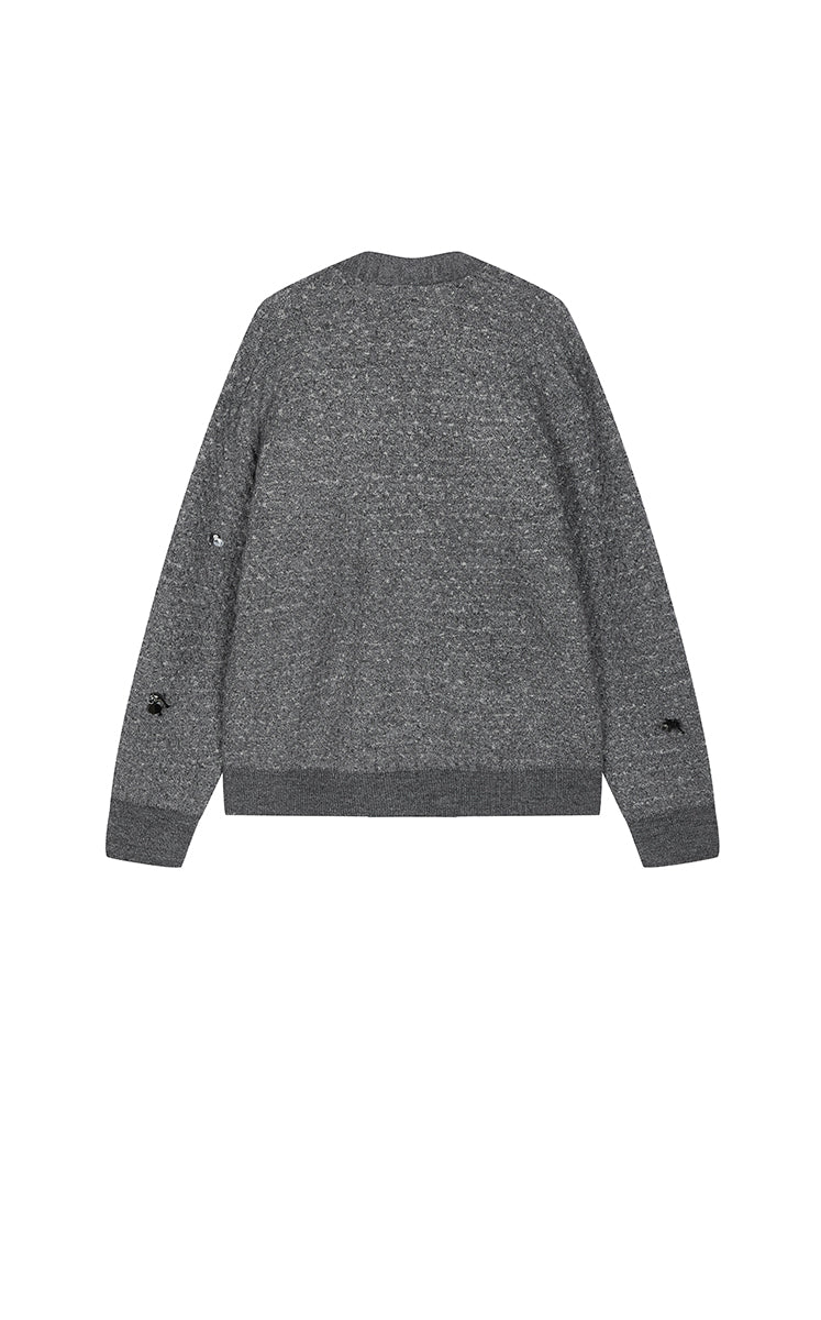 Sweater / JNBY Textured Beaded Wool Cardigan