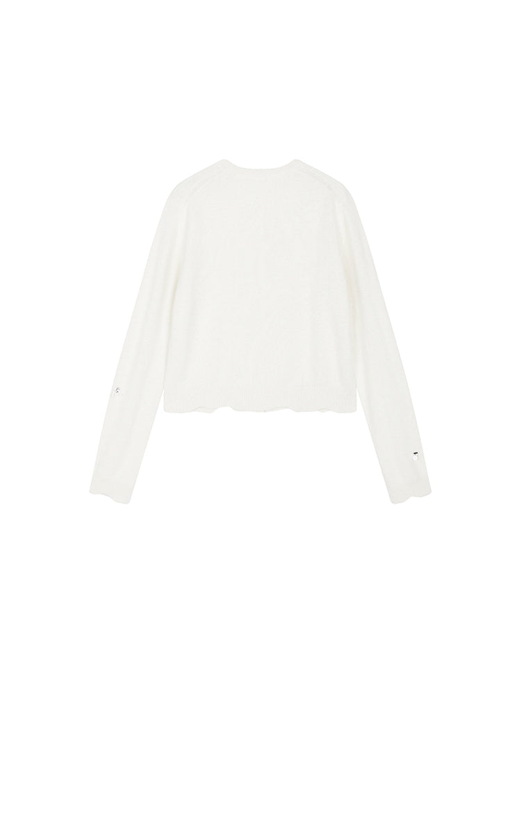 Sweater / JNBY Beaded Short Animal Fibers Cardigan