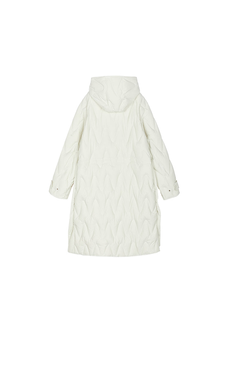 Down Coat / JNBY Wavy Quilted Long Hooded Down Coat