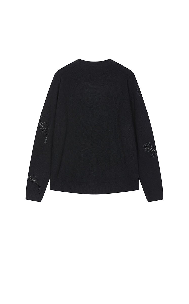 Sweater / JNBY Wool-Cashmere Ripple Crystal Embellished Pullover