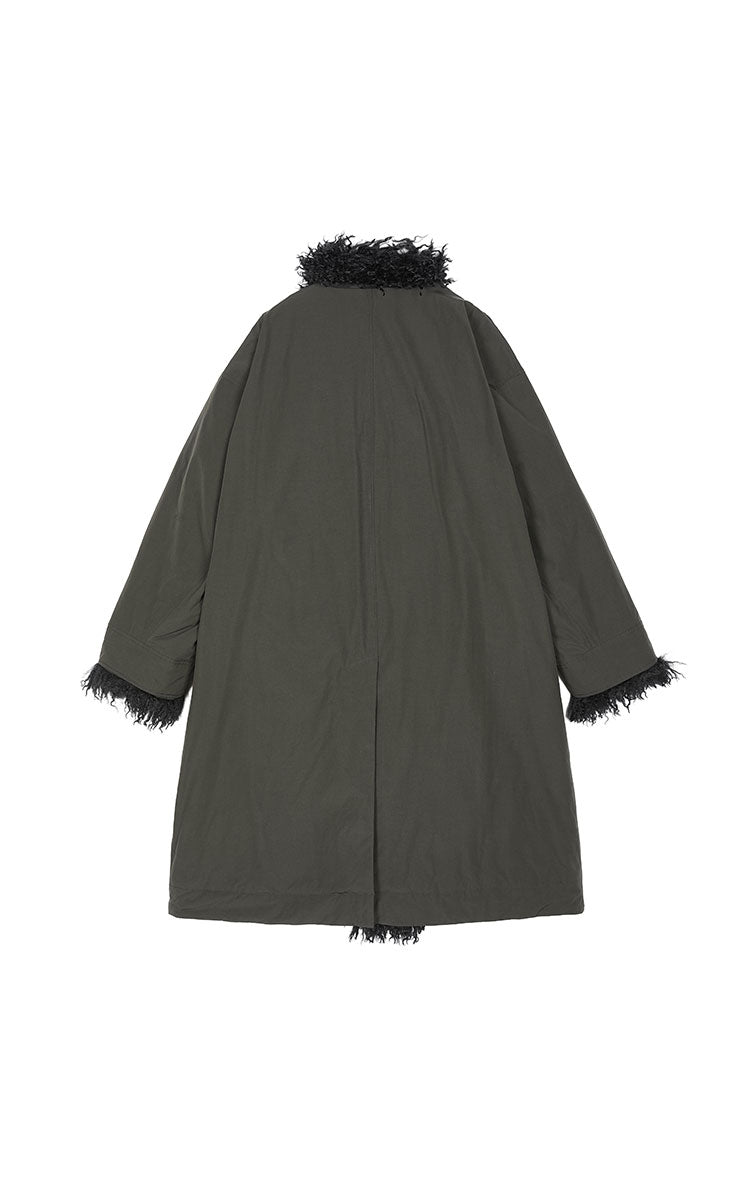 Down Coat / JNBY Oversized Long Faux-Fur Trim Down Coat