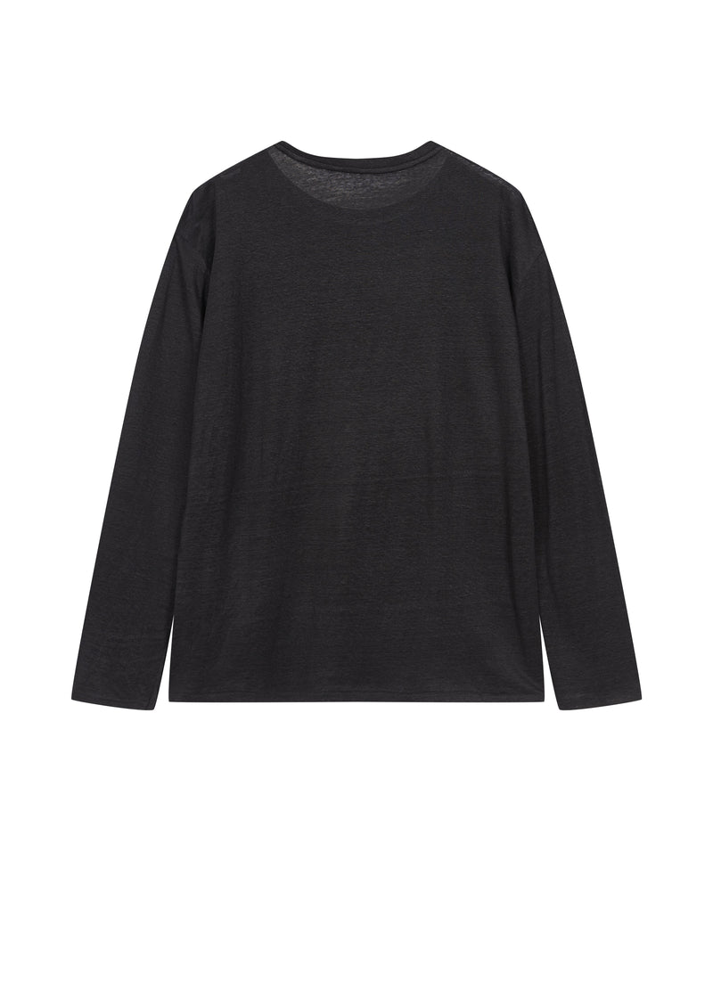 T-Shirt / JNBY Linen Silk Blend Relaxed Long Sleeve Tee