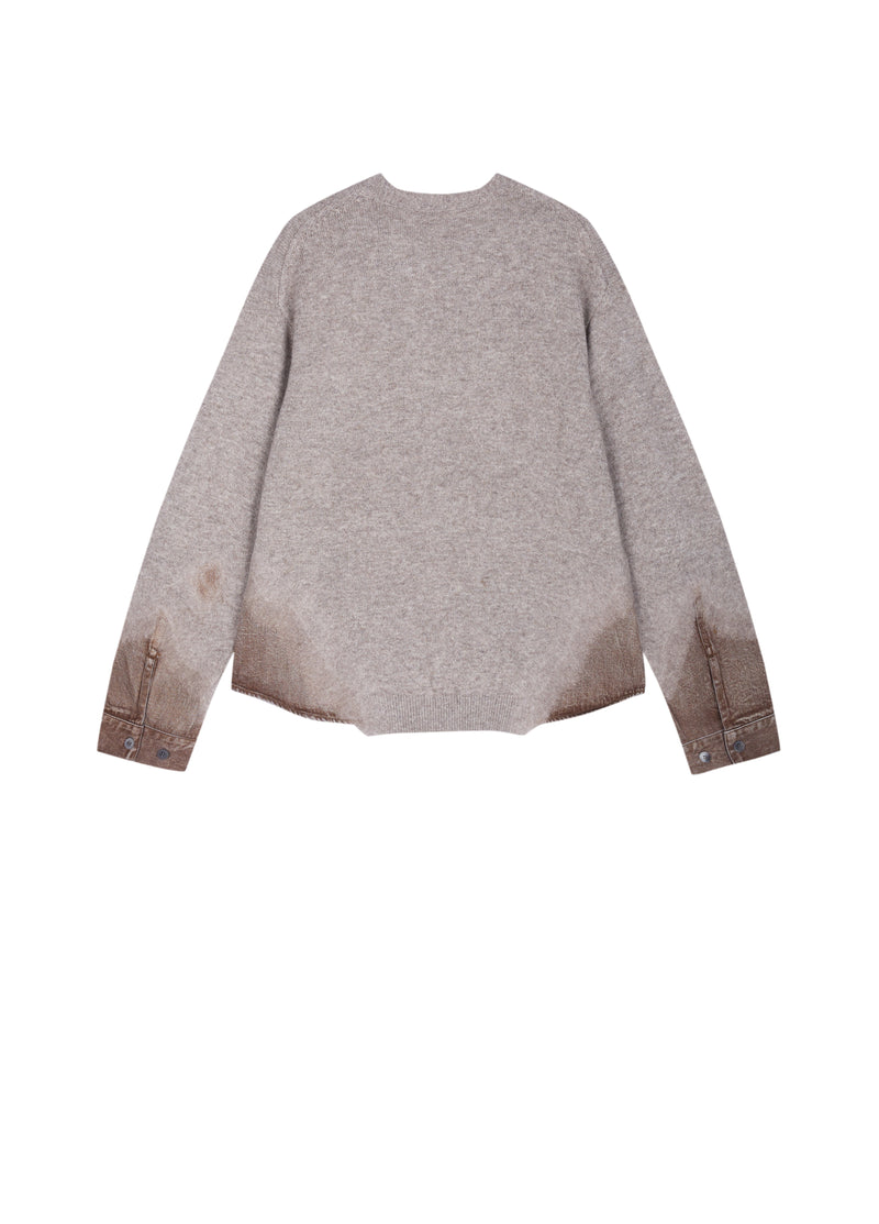 Sweater / JNBY Wool Yak Blend V-Neck Patchwork Pullover