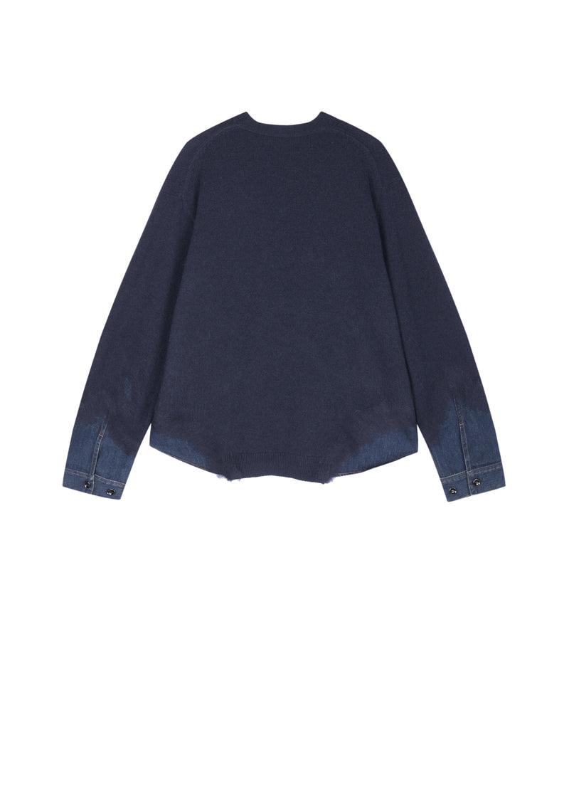 Sweater / JNBY Wool Yak Blend V-Neck Patchwork Pullover