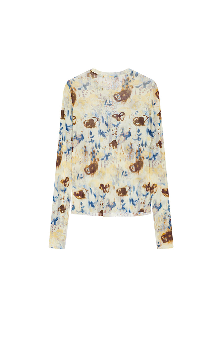 T-Shirt / JNBY Floral Print Fitted Long Sleeve Tee
