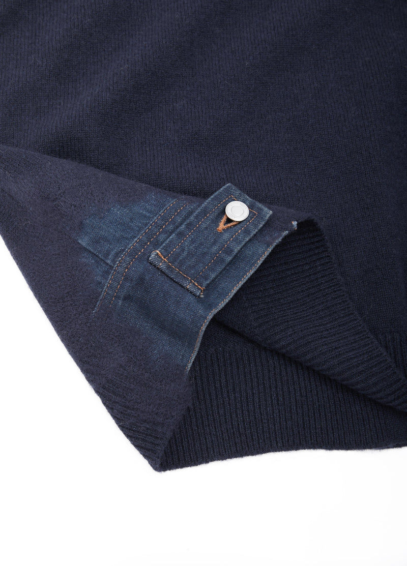 Cardigan / JNBY Wool Yak Blend Denim Patchwork