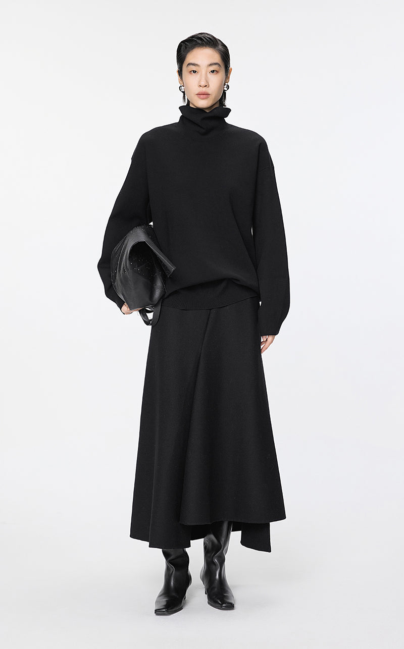 Skirt / JNBY Tailored Twill A-Line Long Skirt Black
