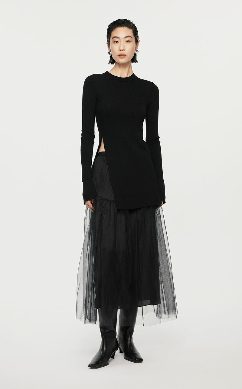 Skirt/JNBY A-line Loose Fitting Long Skirt Black