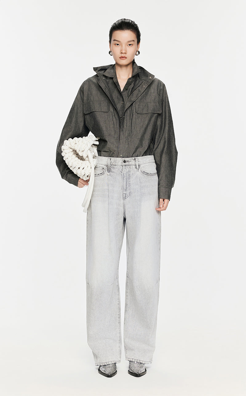 Pants / JNBY Washed Denim Cotton Jeans Grey