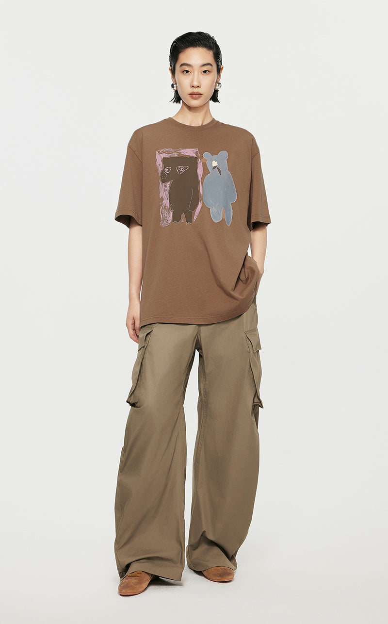 T-Shirt/JNBY Loose Fitting Short-sleeved T-Shirt Brown