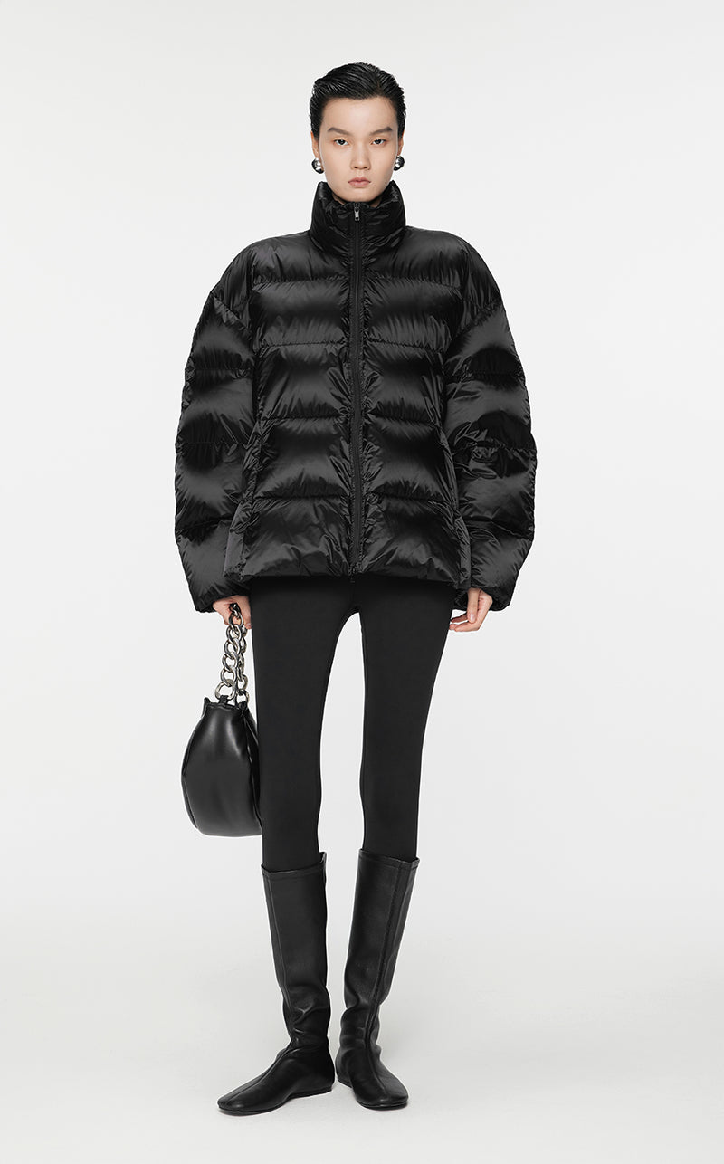 Downcoat / JNBY Oversize Stand-Collar Nylon Down Coat Black