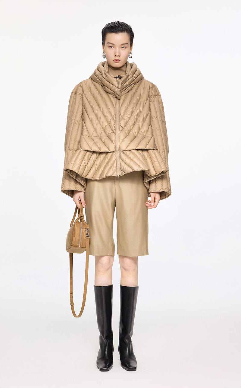 Coat / JNBY Oversize Irregular Hooded Down Jacket Khaki