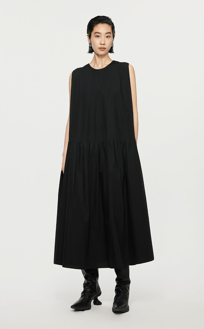 Dresses/JNBY A-line Mid Slit Sleeveless Dresses Black