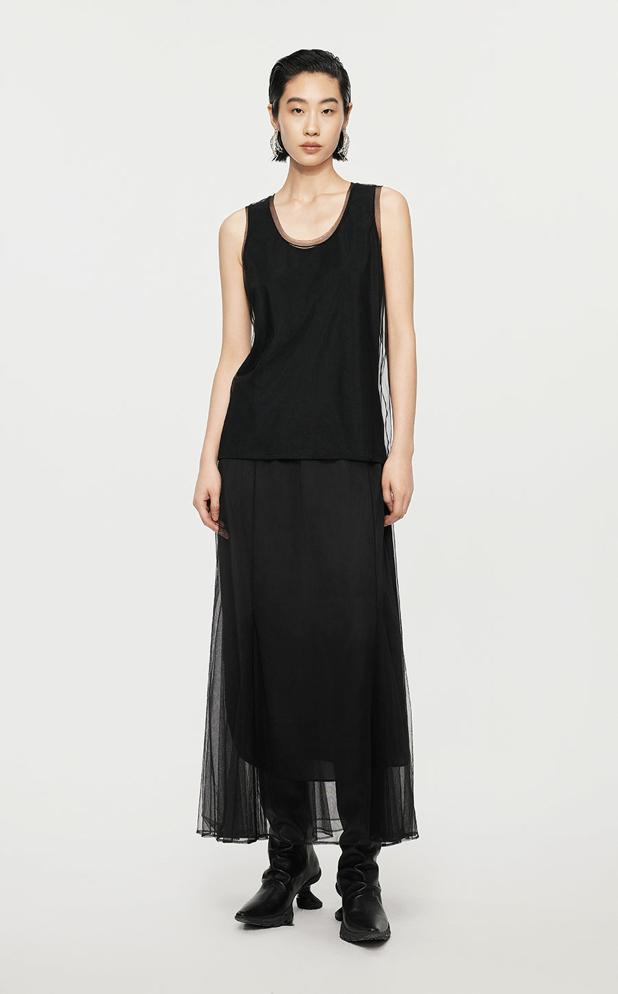 Skirt/JNBY A-line Pleated Long Skirt Black
