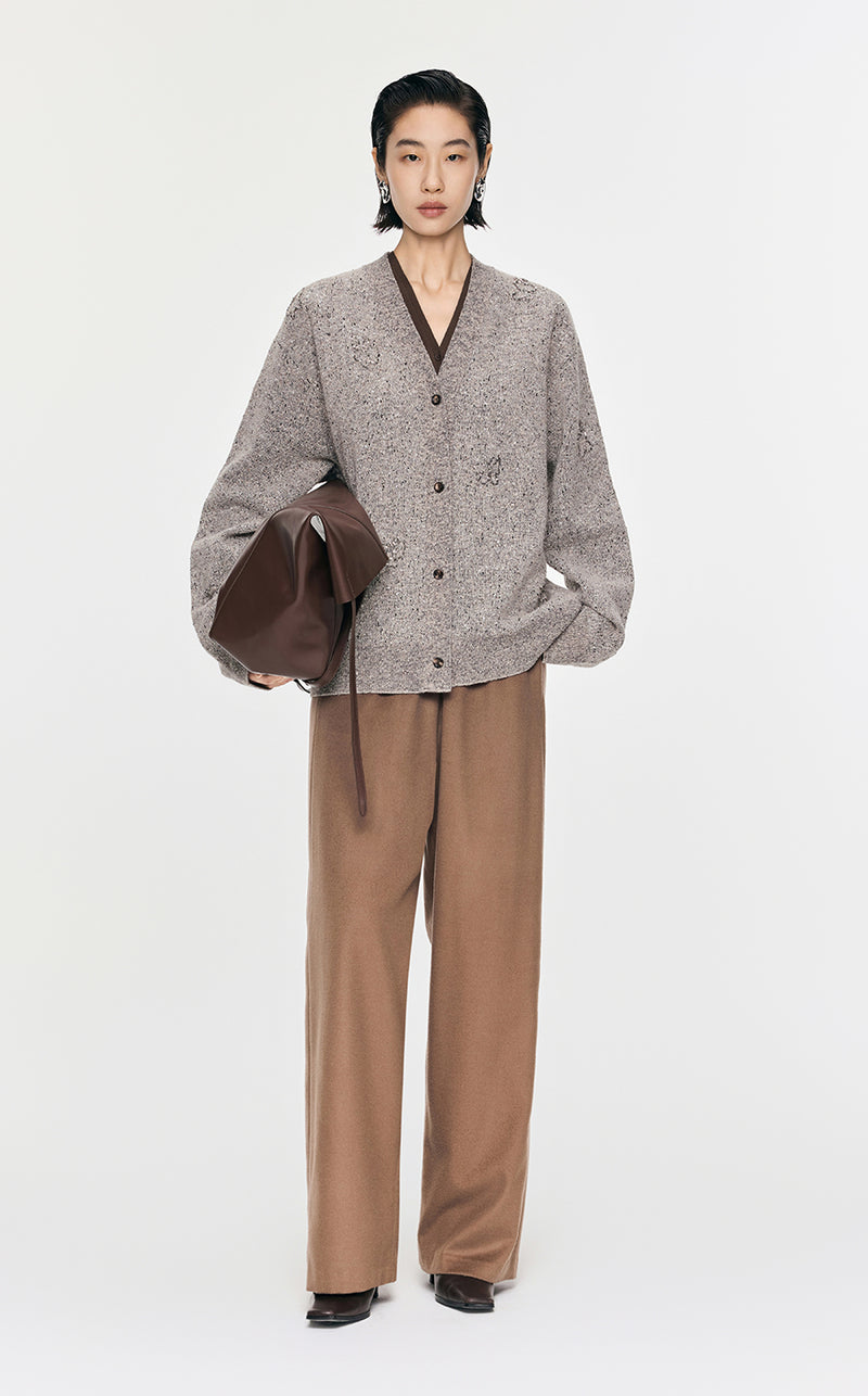 Sweater / JNBY Butterfly-embellished Mid-length Cardigan Khaki