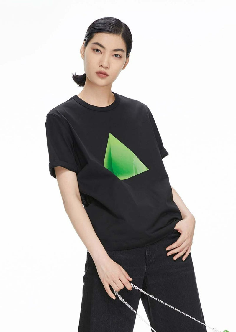 T-Shirt / JNBY Loose Fit Pyramid Print Short Sleeve T-Shirt Black