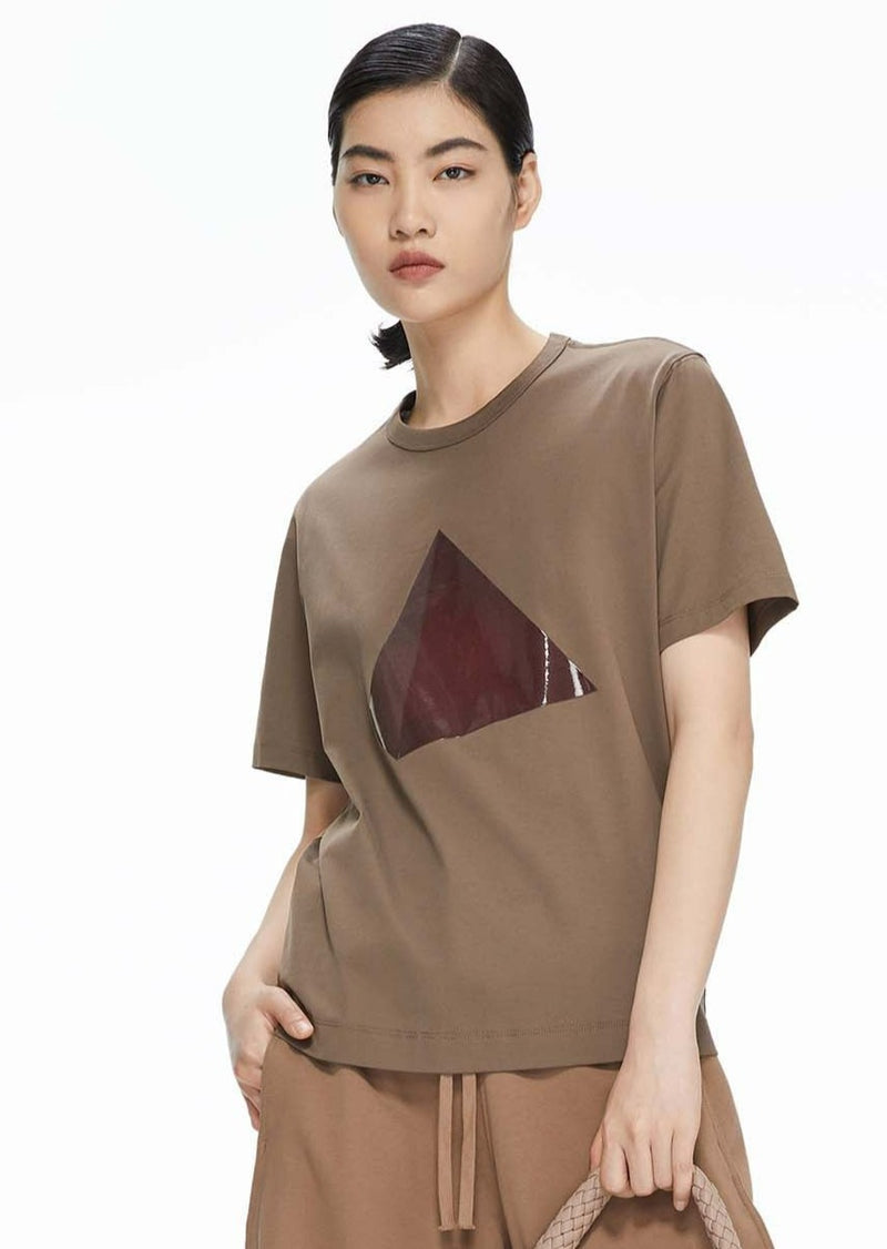 T-Shirt / JNBY Loose Fit Pyramid Print Short Sleeve T-Shirt Brown