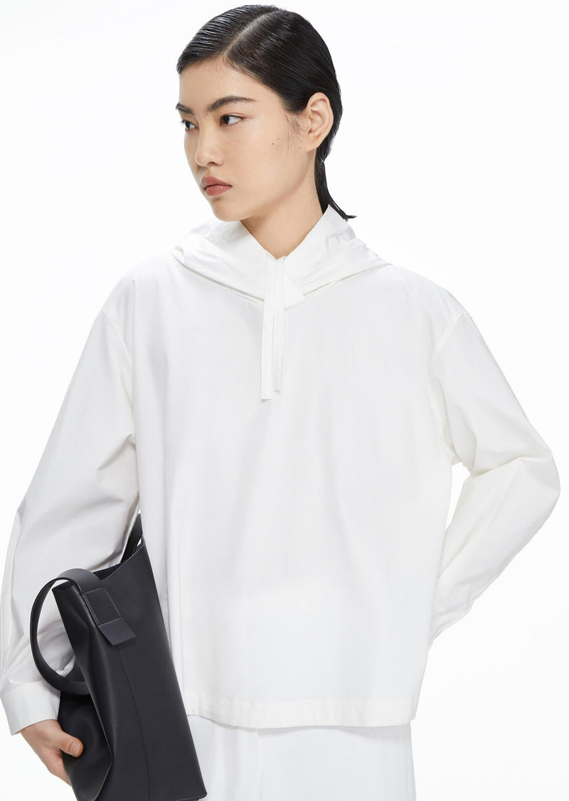 Shirts / JNBY Loose Fit Drawstring Hooded A-Line Shirt White