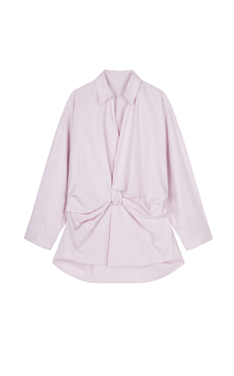 Shirt/JNBY Oversized Cotton Twill Bow-Knot V-Neck Shirt Pink