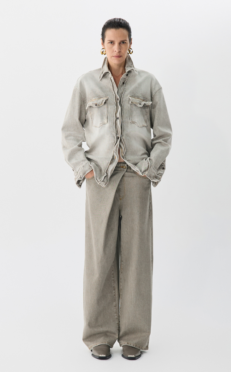 Pants / JNBY Cuffed Denim Wide-Leg Trousers Brown