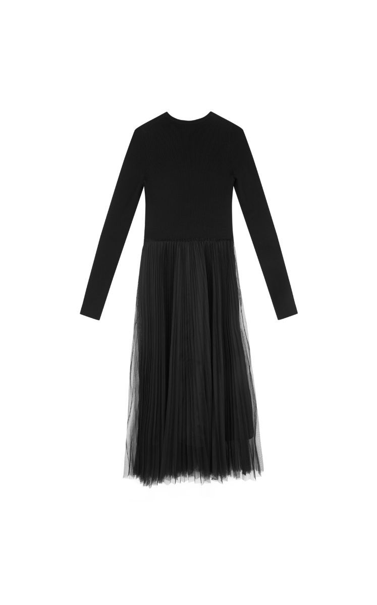 Dress / JNBY Basolan Wool Paneled X-Line Long Sleeve Dress benchy
