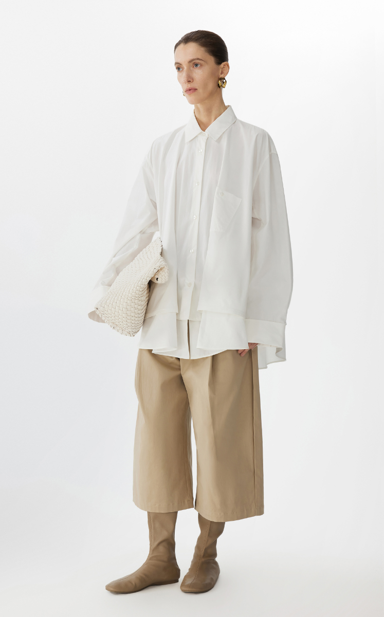 Shirt/JNBY Drawstring Oversized Cotton Poplin Shirt White