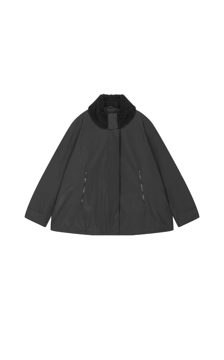 Down Coat / JNBY Oversized Faux-Fur Collar Down Coat Black
