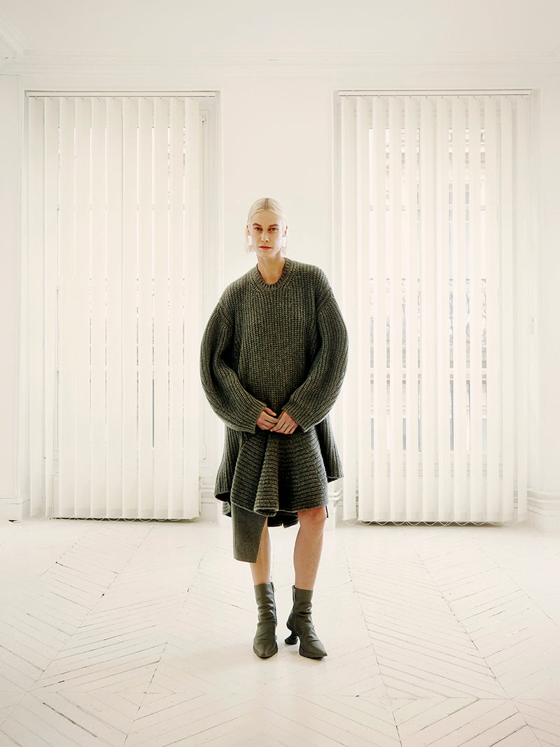 Dress / JNBY Oversize Crew Neck Wool Sweater Dress Grey