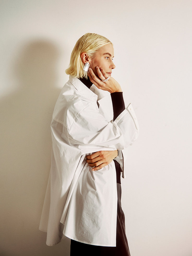 Shirts / JNBY Oversize Solid Color H-Line Long Sleeve Shirt White