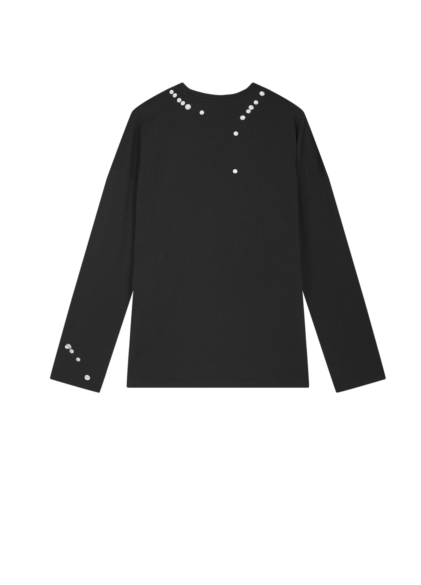 JNBY Cotton Pearl Embroidered Relaxed Tee - black - [view] -3