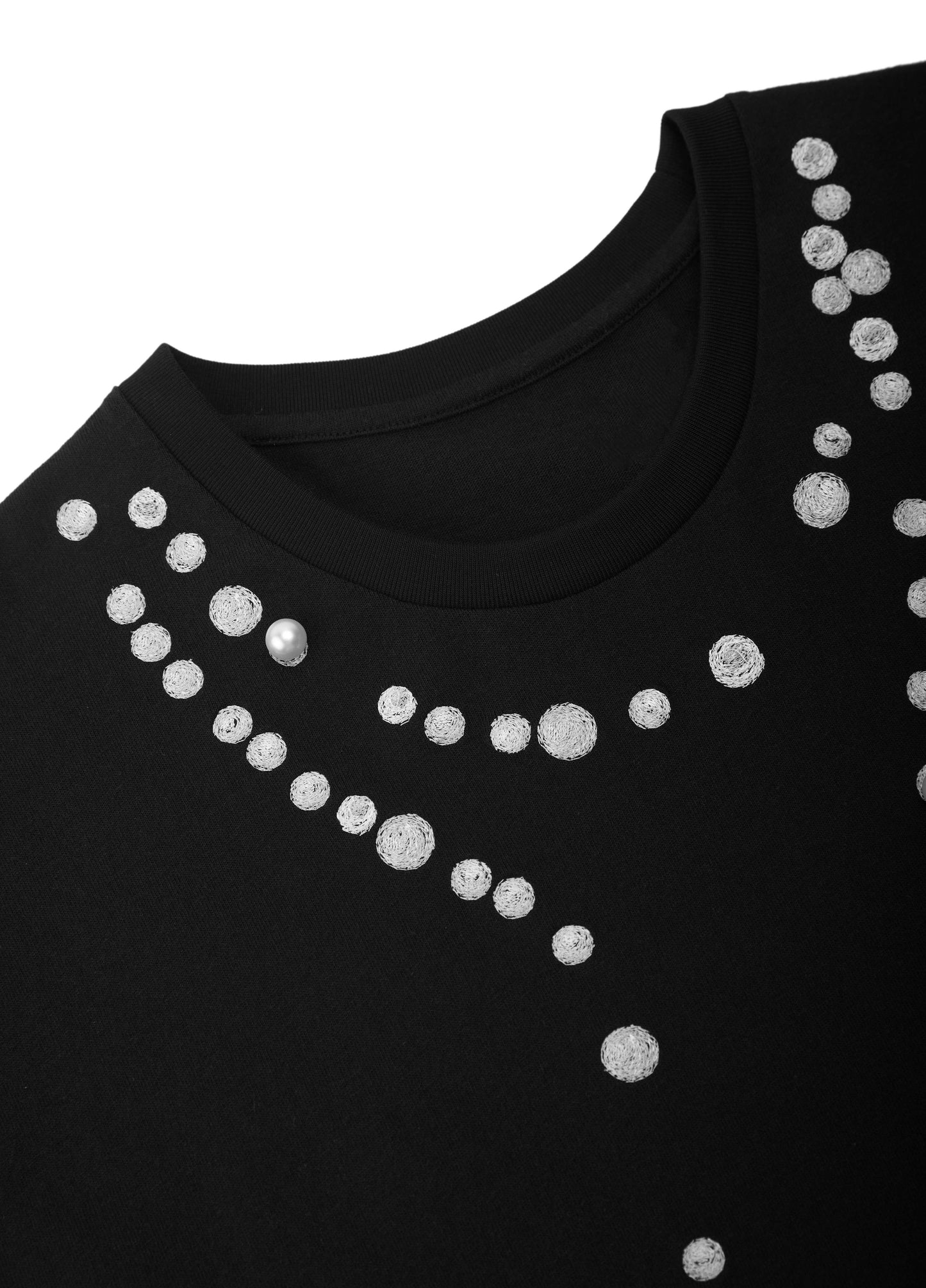 JNBY Cotton Pearl Embroidered Relaxed Tee - black - [view] -3