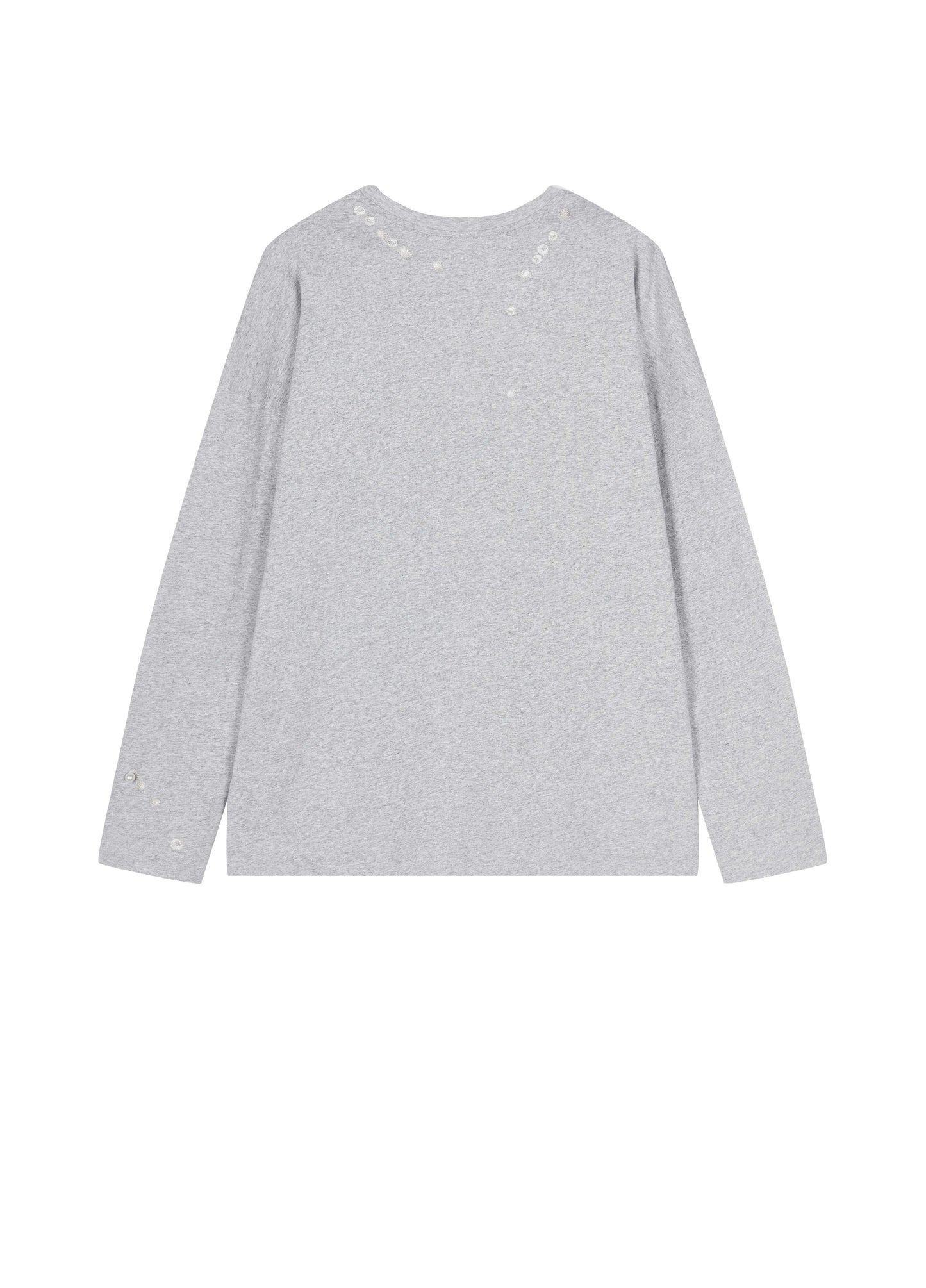 JNBY Cotton Pearl Embroidered Relaxed Tee - ash - [view] -2