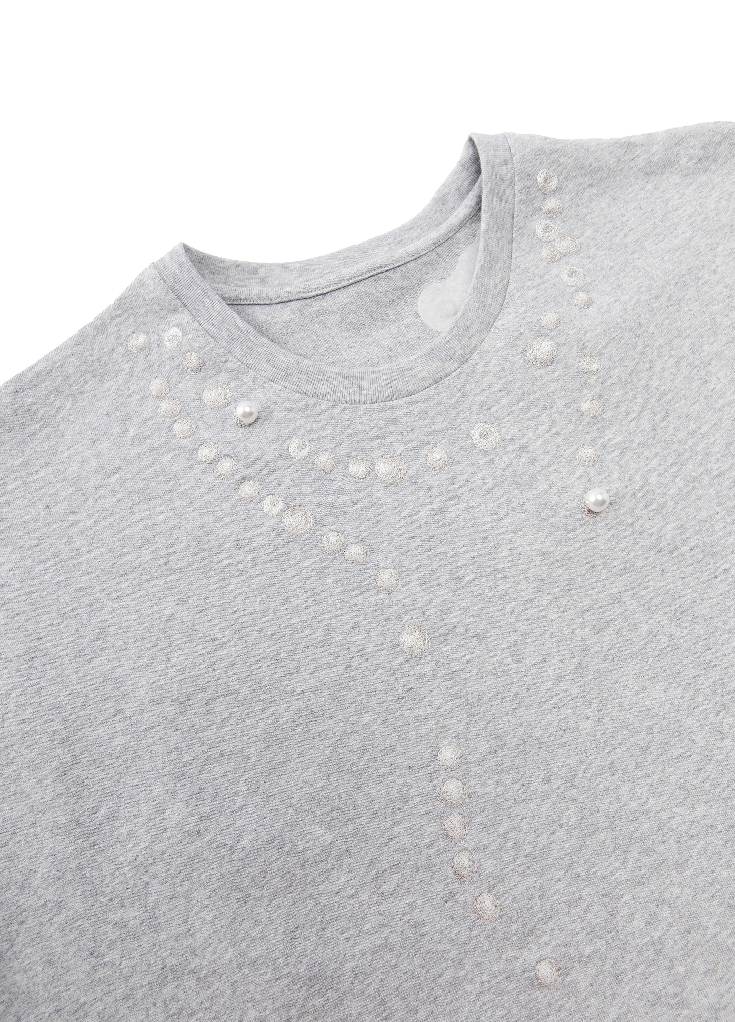 JNBY Cotton Pearl Embroidered Relaxed Tee - ash - [view] -2