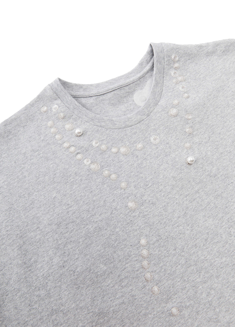JNBY Cotton Pearl Embroidered Relaxed Tee - ash - [view] -2