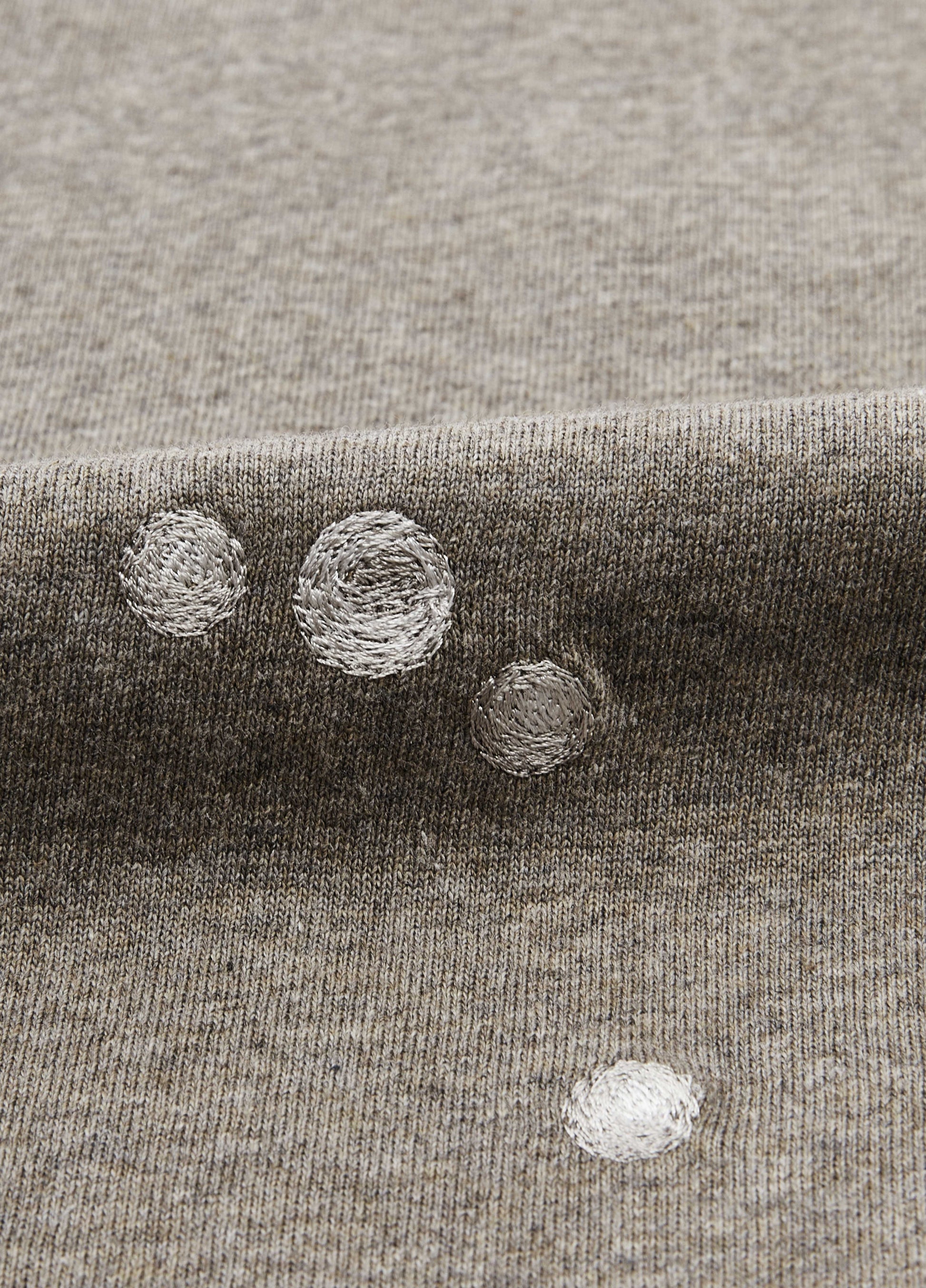 JNBY Cotton Pearl Embroidered Relaxed Tee - Khaki - [view] -1