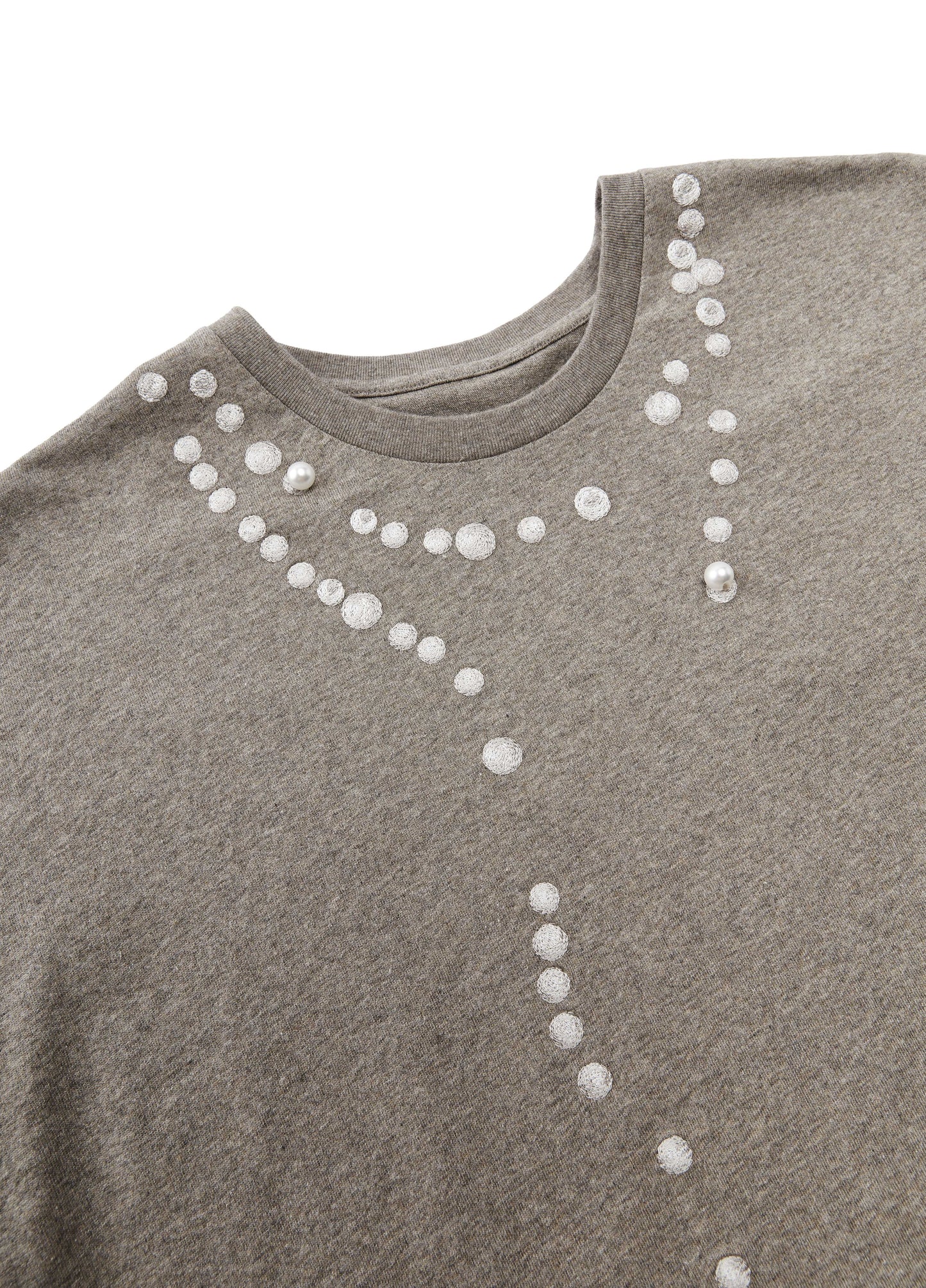 JNBY Cotton Pearl Embroidered Relaxed Tee - Khaki - [view] -1