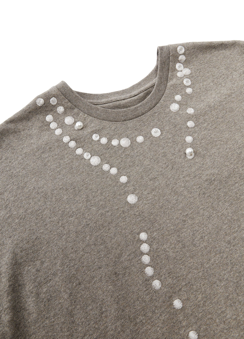 JNBY Cotton Pearl Embroidered Relaxed Tee - Khaki - [view] -1