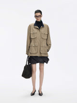 Jacket / JNBY Oversized Cotton Blend Stand Collar Coat