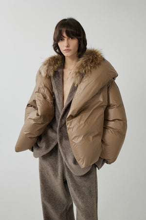 Coat / JNBY Nylon Hooded Down Coat Brown
