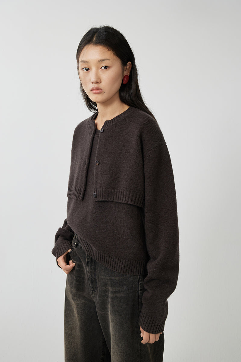 Sweater / JNBY Two-in-one Wool-blend Cashmere Sweater Brown