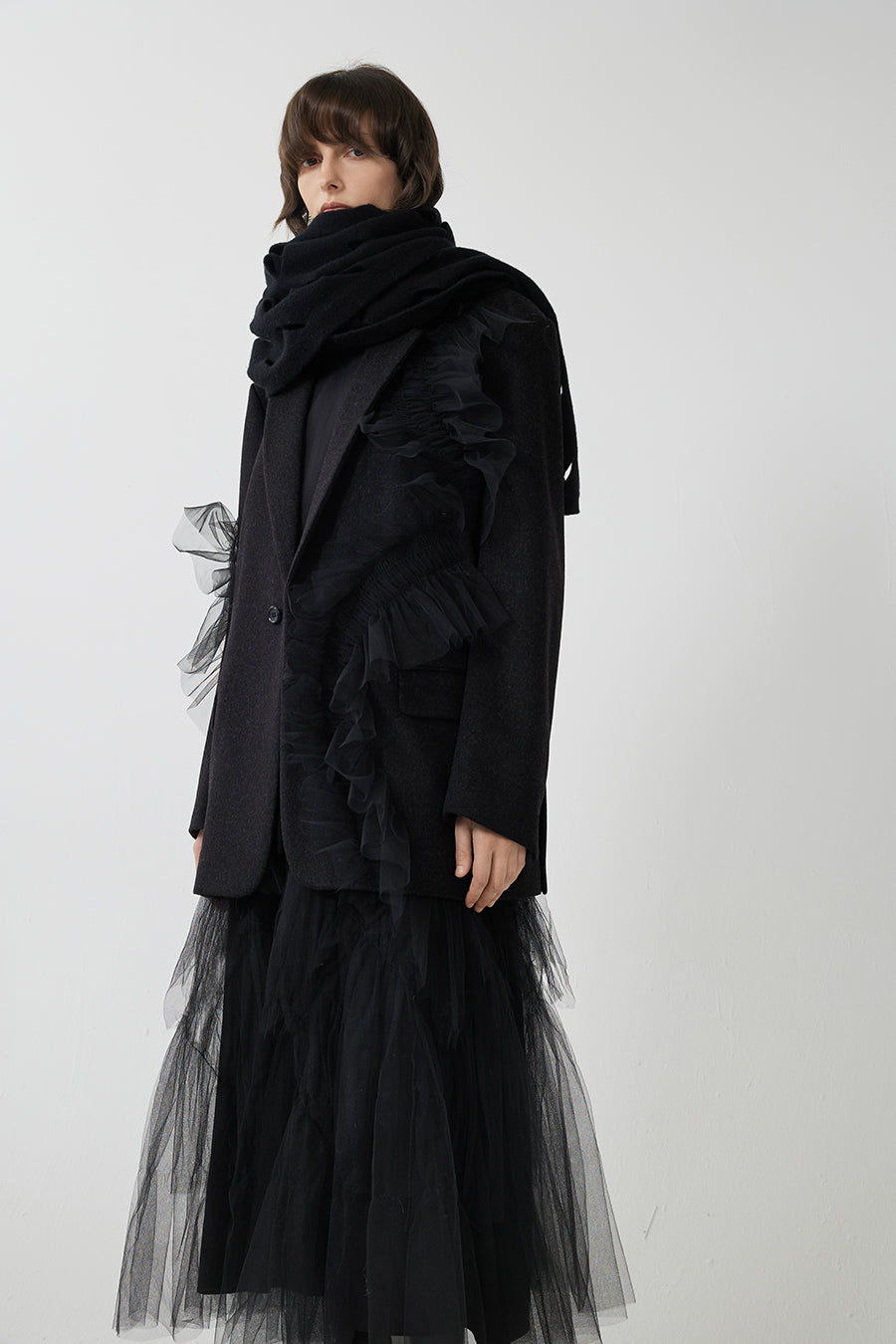 Blazer / JNBY Wool Blazer in Mesh Design Black