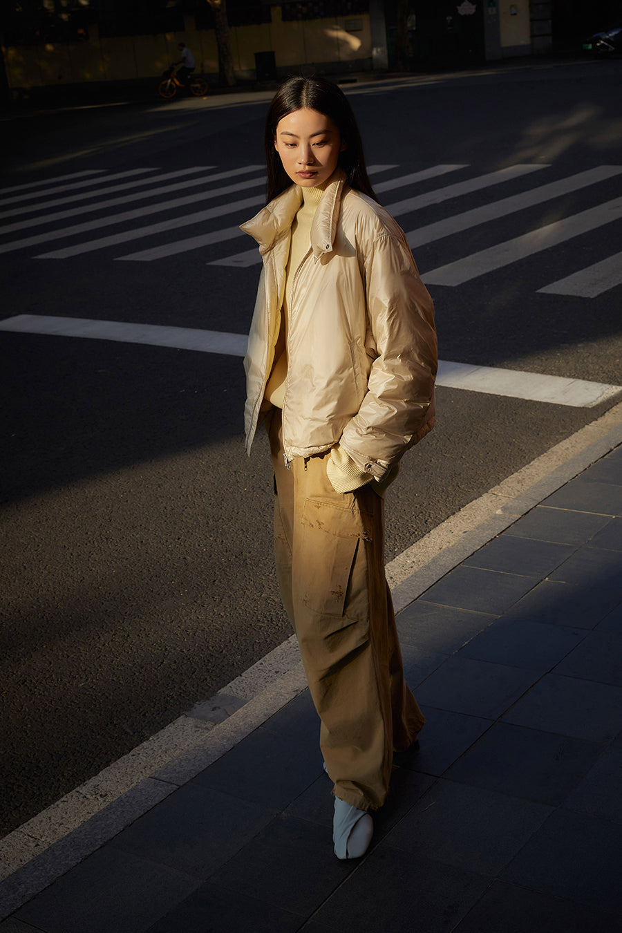 Coat / JNBY Mandarin-collar Down Coat White