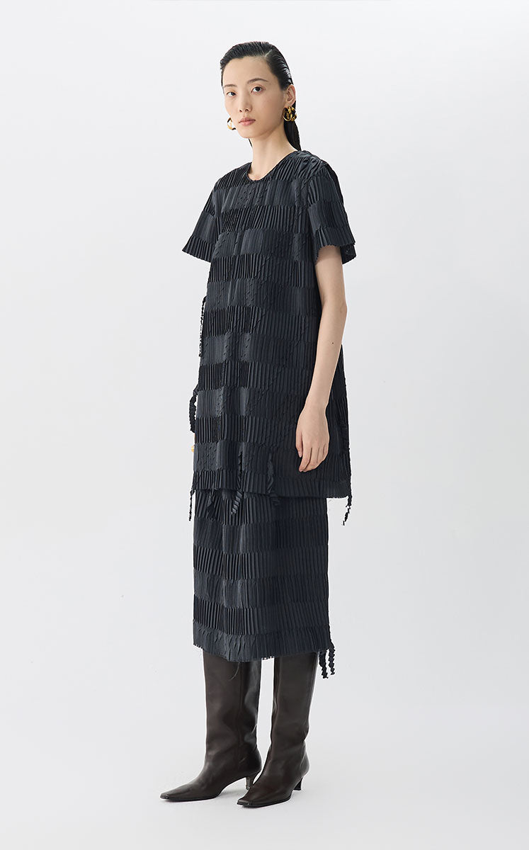 Skirt / JNBY Textured Pleated Midi Skirt