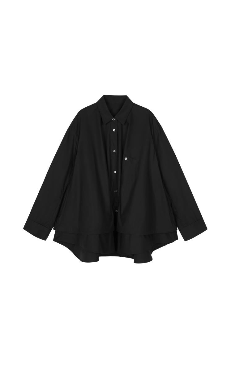 Shirt/JNBY Drawstring Oversized Cotton Poplin Shirt Black