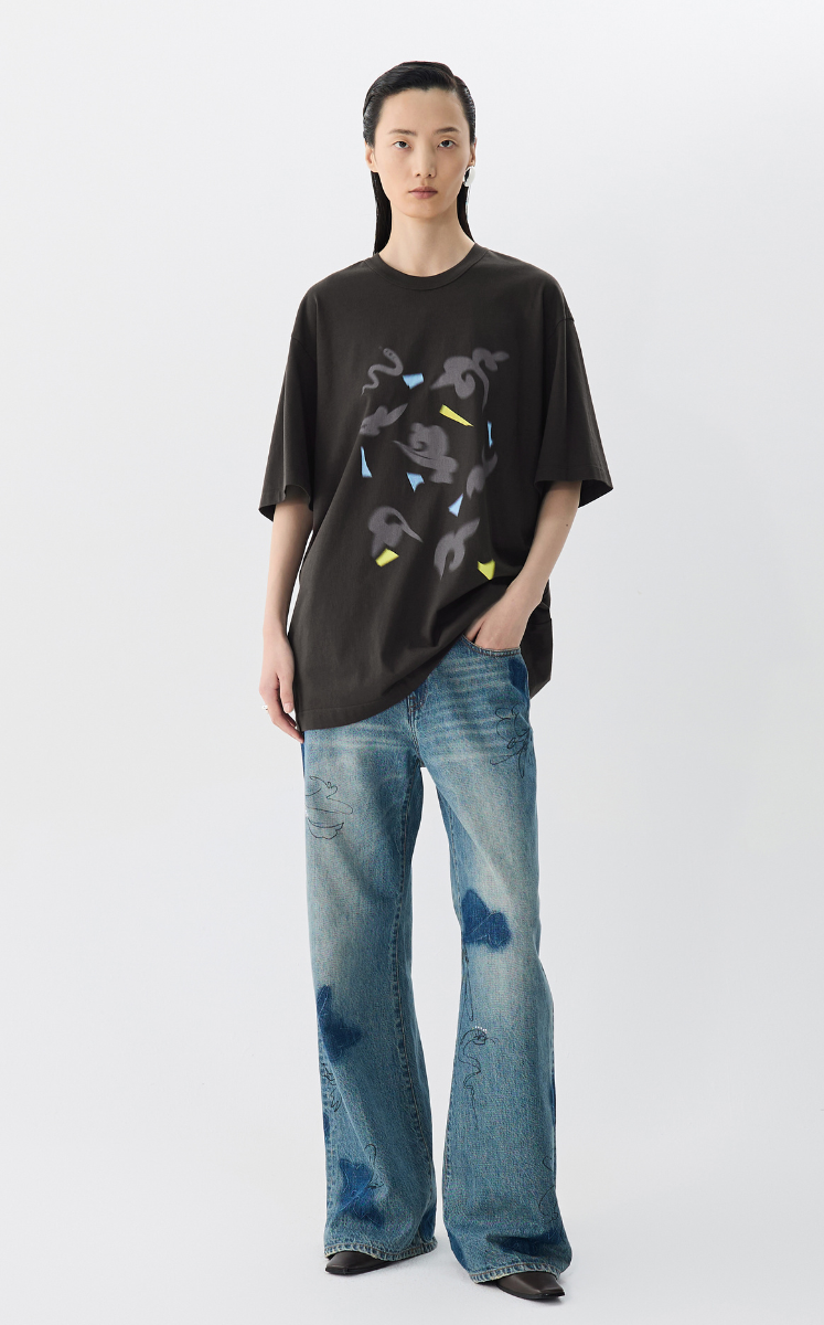 T-shirt / JNBY Blossom Silhouette Loose-Fit Cotton T-Shirt Dark grayish brown