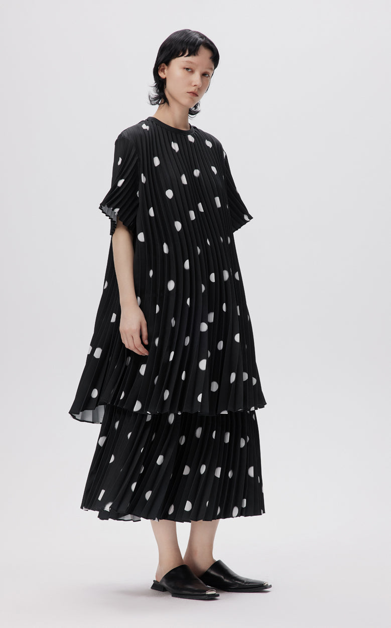 Skirt / JNBY Embroidered Mesh Polka Dot A-line Pleated Skirt